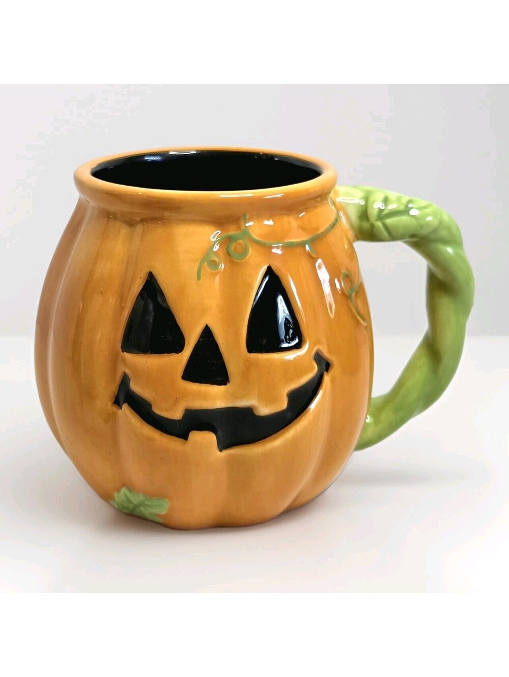 Pfaltzgraff Happy Halloween Mug Jack-O-Lantern Textured Spider Stem Handle EUC